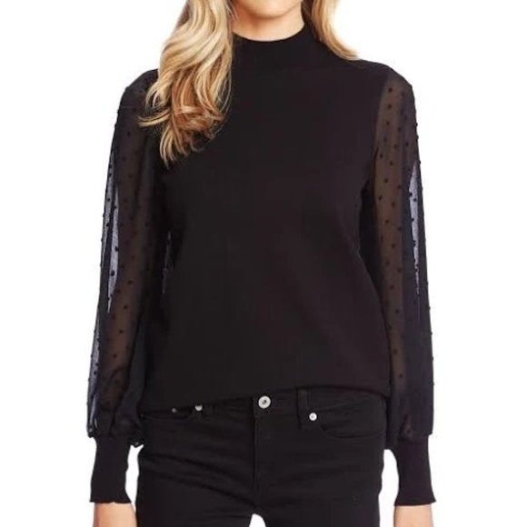 CeCe Swiss Dot Sleeves Knit Top - Picture 3 of 3